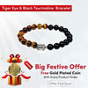 Tiger Eye & Black Tourmaline with Turtle Charm Bracelet
